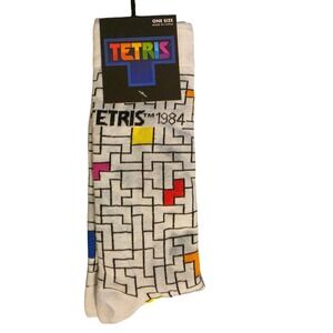 Tetris Socks One Size Adult Crew Socks‎ Retro Gaming Novelty NWT